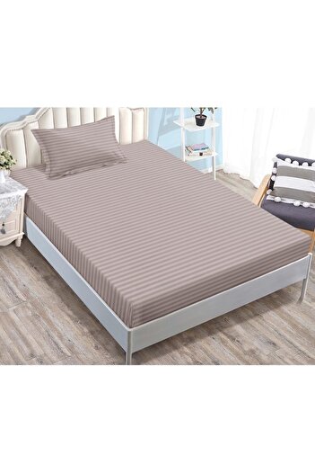 OEM Fitted Sheet and 2 Pillowcases, Sonia-Home, Damask, Single, 90x200cm, Cacao with Milk