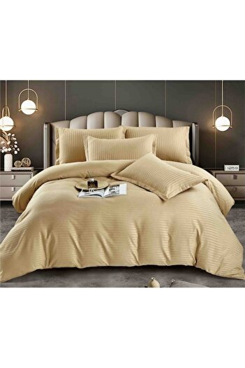 JOJO HOME Double Bed Linen, Jojo Home, Damask, 6 Pieces, 2 Persons, 230x250cm, Coffee with Milk