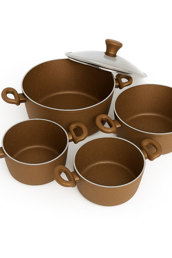 Armağan Granite Pot & Grill Pan Set 9 Pieces Thick Material XXL Tribe Size Long Lasting