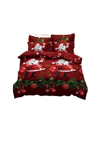 JOJO HOME Lenjerie de pat, Jojo Home, Finet, 1 persoana, 4 piese, Mos Craciun cu Daruri, 155x230cm, Multicolor