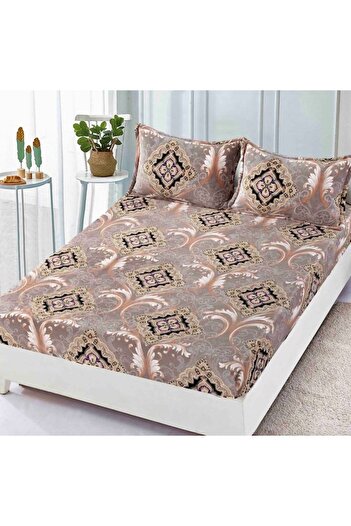 JOJO HOME Fitted sheet with elastic for double bed, abstract, 3 pieces, 2 persons, Cocolino, 180x20