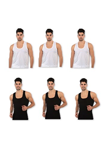 EŞYILDIZ 6-Pack Co-Star Men's Singlet Black and White