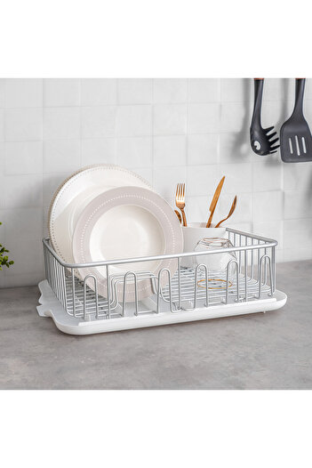 Alberto silver aluminum dish rack 46.79*33.32*12.65 cm