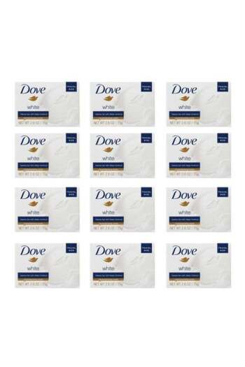 Dove Pack Of 12 Travel Size Bar Soap With Moisturizing Cream White 75grams