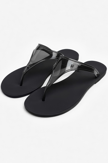 Mintra Comfortable Black Women's Beach Slippers – Basic Summer Flipflop
