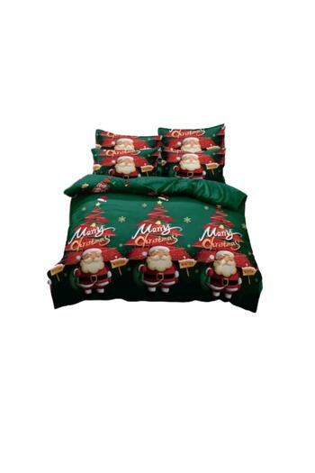 JOJO HOME Lenjerie de pat, Jojo Home, Finet, 1 persoana, 4 piese, Merry Santa Claus, 155x230cm, Multicolor