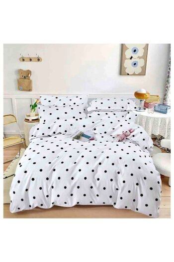 JOJO HOME Double bed set with elastic, Jojo Home, polka dot print, 6 pieces, 2 persons, 180x200cm, Superior Fi