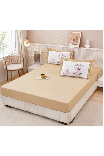 OEM Elastic Bed Sheet, 2 Persons, 160x200 cm, Uni, Cream