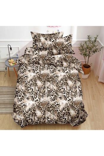 OEM Bed Linen Set, Satin-Finet, Single, 150x220 cm, 4 Pieces, Animal Print, Multicolor