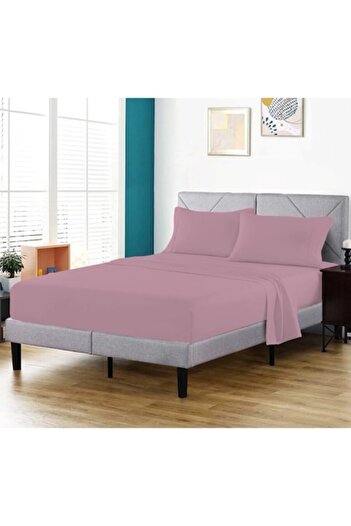 OEM Double Bed Linen, 6 Pieces, 220x230 cm, Solid Print, Dusty Pink