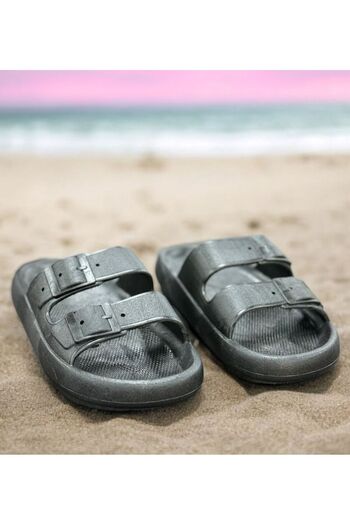 KANTEX Non-Slip Thick Sole Soft Black Slippers for Daily Home Bathroom Balcony Garden Pool Sea Beach