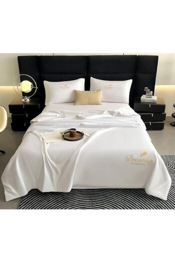 OEM Double Bed Linen Set, Summer Quilt, Uni, 4 Pieces, 2 Persons, 240x245 cm, White