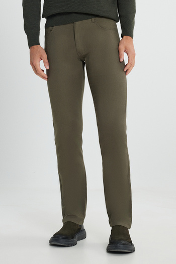 AC&Co / Altınyıldız Classics Men's Khaki Comfort Fit Relaxed Fit Cotton Dobby 5 Pocket Greensboro Pants