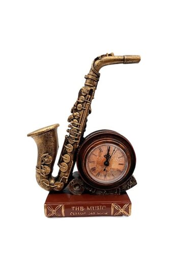 OEM Resin Ornament with Saxophone and Plastic Clock, 18x26cm