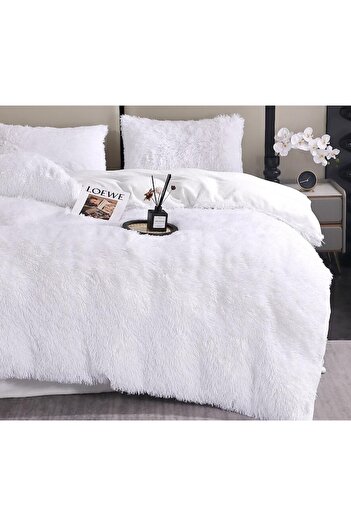 OEM Duvet cover and 2 pillowcases, Fluffy, 2 persons, 3 pieces, 200x230cm, white