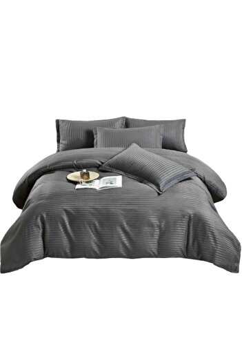 JOJO HOME Double Bed Sheet, Jojo Home, Damask with Elastic, 6 Pieces, 2 Persons, 230x250cm, Dark Gray