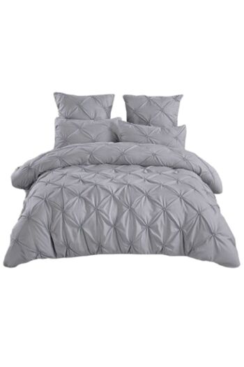 OEM Luxury Bedding, Uni, Pleated Embroidery Design, 6 Pieces, Finet, 235x240cm, Light Gray