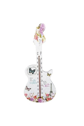 OEM Wooden Room Thermometer in Guitar Shape with Quotes