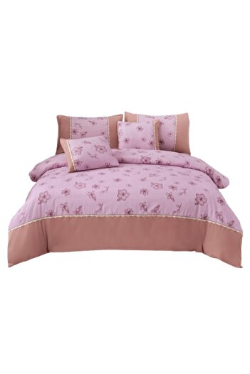OEM Double bed sheet set, floral, 6 pieces, 2 persons, 180x200cm, Finet, coral pink