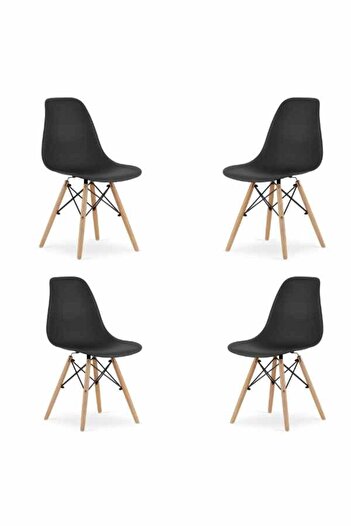Mercaton Set 4 Scaune Acerenza, Stil Scandinav cu Picioare din Lemn de Fag, Cadru Metalic, Sezut PP,
