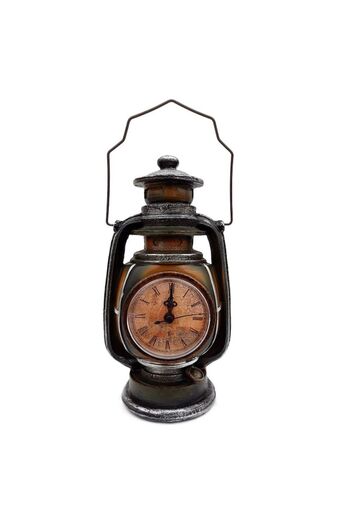 OEM Resin Lantern with Plastic Clock, 17 cm