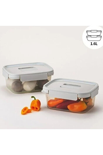 locknlock 2-Piece Solid Lunch Box with Clip-Lock Lid Set - 1.6 L
