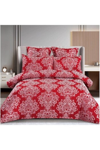 OEM Double Bed Linen, Elegant Model, Silk Imitation, 6 Pieces, 2 People, 180x200cm, Red-White