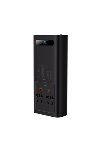 Baseus Samochodowa przetwornica napięcia prądu 12V - 220V IGBT 300W (wtyczka CN/EU) czarny