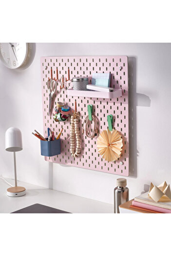 IKEA Skadis çift taraflı çok amaçlı pano, bej ve pembe, 56x56 cm