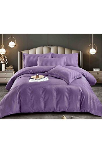 JOJO HOME Double Bed Sheet Set, Jojo Home, Damask, 4 Pieces, 1 Person, 155x230cm, Purple