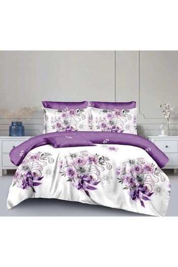 OEM Lenjerie de pat, 6 piese, 2 persoane, 220x240 cm, imprimeu floricele, multicolor
