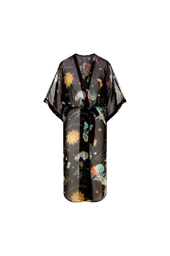 ESOTIQ Women's Beach Robe Kimono Pareo Tunic Collage Pattern Midi | Harlay