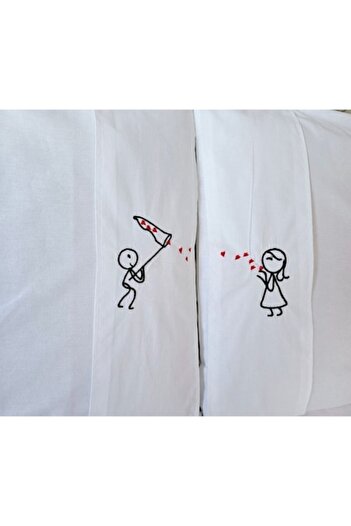 ARIALE Set 2 pillowcases, Dragoste la Doua Perne ARIALE, 50x70cm, variant 3, cotton, white
