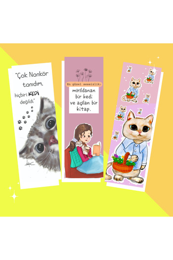 Fatofotofan Purring Cats – Set of 3 Cute Bookmarks