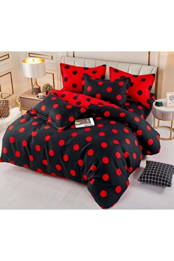 JOJO HOME Bed linen, Jojo Home, Polka Dot Print, 6 pieces, 2 persons, 245x250cm, Finet Superior, Black-R