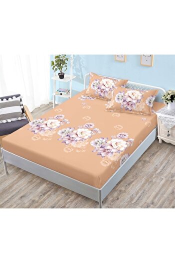 OEM Set Husa de pat din finet, 3 piese Elegant Home, 2 fete de perna, pentru pat 180x200cm, somon