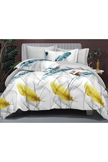 OEM Double bed set with reversible design, feathers, 4 pieces for 2 people, 180x200cm, cotton satin