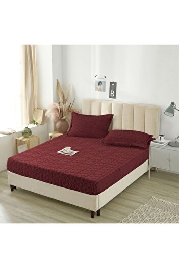 OEM Husa si 2 fete perna, Cocolino, Sherpa Throw, Tricot, 3 Piese, 180x200cm, Bordo