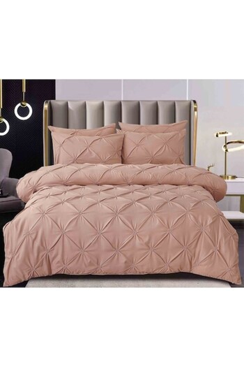 Pucioasa Double Bed Linen Set, Pucioasa, Uni, Embroidered Pleats Model, 6 Pieces, Finet, 230x250cm, Brown