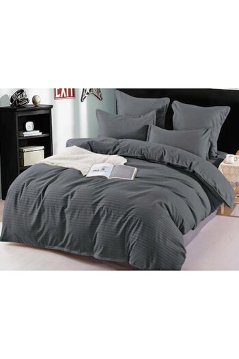 OEM Double Bed Linen, Sonia-Home, Finet Damask Type, Uni, 6 Pieces, 2 People, 220x240cm, Dark Gray