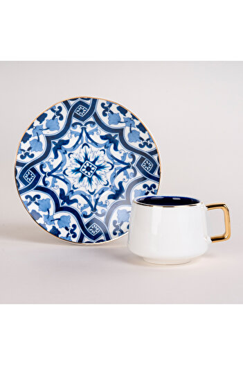 Dallaty blue and gold porcelain Turkish coffee cups set 12 pcs