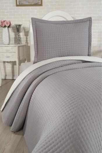 Çeyiz Diyarı Elisa Filled Double Sided Single 180X240 cm Bedspread Dark Gray