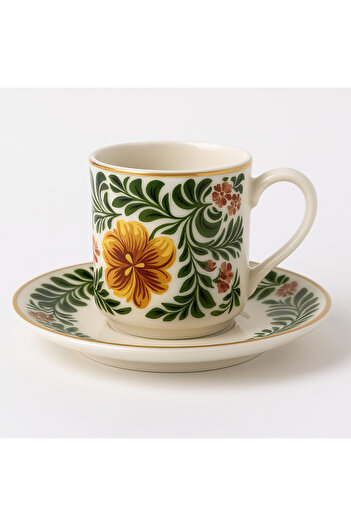 RGS HOMELİFE Set of 2 Flower Patterned Porcelain Cups