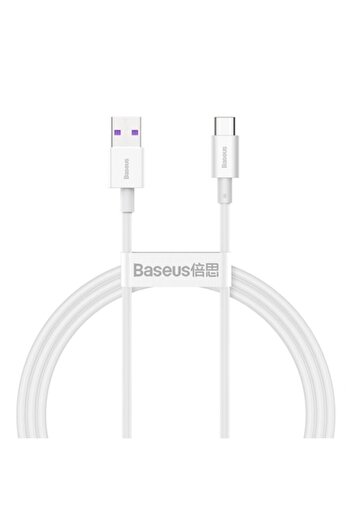 Baseus Cablu alimentare si date Baseus, Superior, Fast Charging, USB la USB Type-C 66W 1m, Alb