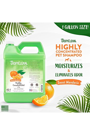 Tropiclean شامبو عالي التركيز برائحة اليوسفي الحلو للحيوانات الأليفة، سعة 1 جالون