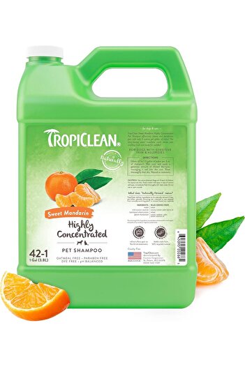 Tropiclean شامبو عالي التركيز برائحة اليوسفي الحلو للحيوانات الأليفة، سعة 1 جالون