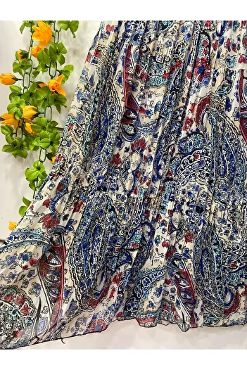 edu collection Patterned Three-Layer Chiffon Skirt with Lining
