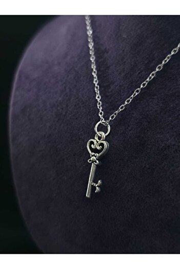 sarıyer silver Anahtar Tasarım Minimal Şık Stil Şans Uğur Sembol Çelik Kolye Ucu Ve Çelik Zincir Kolye