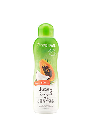 Tropiclean شامبو وبلسم فاخر 2 في 1 للكلاب والقطط بنكهة البابايا وجوز الهند