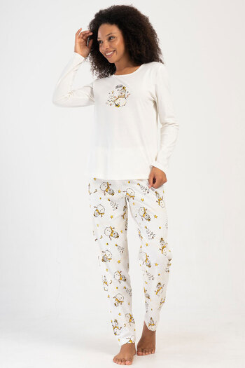 VİENETTA Women's Cotton Long Sleeve Pajama Set, 405335